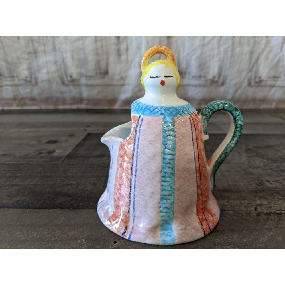 Italian ceramic angel coffee‎ creamer cherub vintag